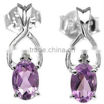 GENUINE AMETHYST & .925 Sterling Silver Dangle Earrings,Wholesale Silver Jewelry