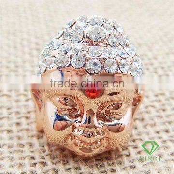 smile buddha gold plating crystal big rings