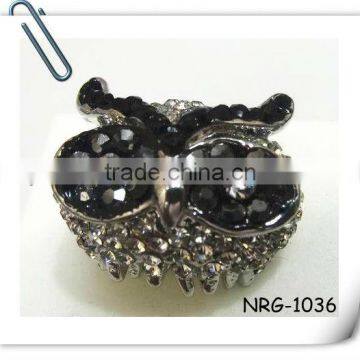 2013 Latest Fashion Full Crystal Stones Owl Rings