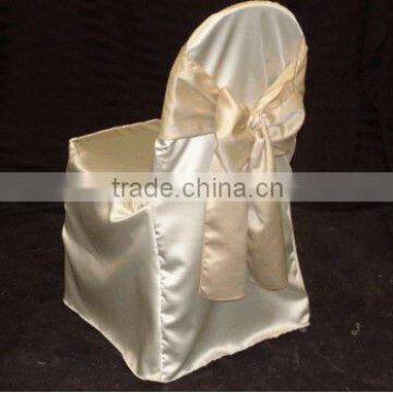 Ivory satin banquet chair cover for wedding