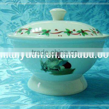 Christmas Ceramic bowl with lid