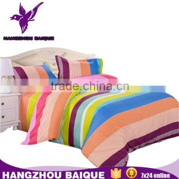 Colorful Microfiber Bed Cover Set with Stripes Design