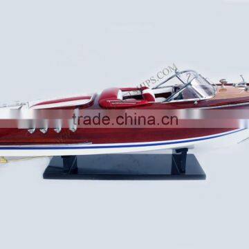 RIVA AQUARAMA (WHITE/RED) SPEED BOAT- MODEL SHIP HANDMADE, UNIQUE DECORATION