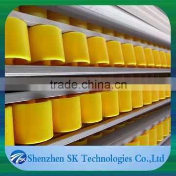 Aluminum roller track for rack system flow rail