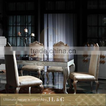 JT13-32 mdf pillar with glass top dining table with solid wood from JL&C furniture lastest designs 2014 (China supplier)