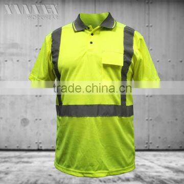 EN471 high visibility reflective safety polo shirt