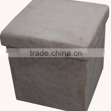 grey suede folding storage stool