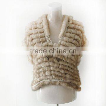 Wholesale Price Women's Winter Real Mink fur knitted vest From China,KZ14080
