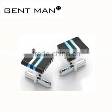 Fashion style 316L stainless steel laser blue mens cufflinks