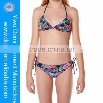 Domi Full Sexy Photos Girls Removable Foam Cups and Silver Embroidery Kids Fashion Bikini for Girls