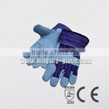 Cow split leather patched palm working gloves with CE Certificate