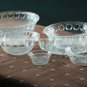 Food grade glass fruit bowl with embossed apple design