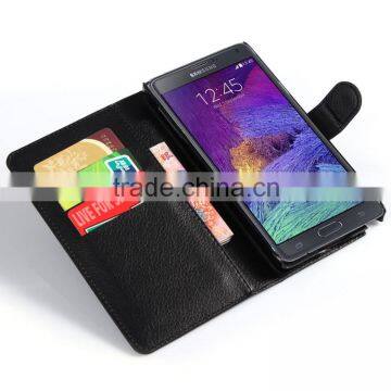 Hot Selling Ultra Thin Lichee PU Leather Case Wallet Folio Flip Cover for Samsung GALAXY Note 4 photo-2