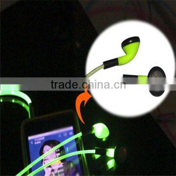 factory offer earbud, LED lights up earphone, earphone with mic for iphone earbuds