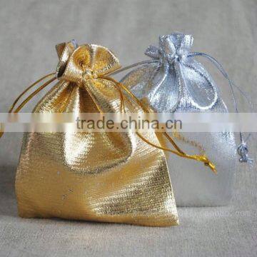 Metallic Gold and Silver Drawstring Jewelry Pouches