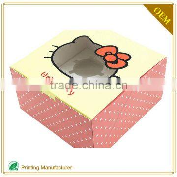 Cute Hello Kity Cake Box Custom With Logo Clear Window Foldable Design