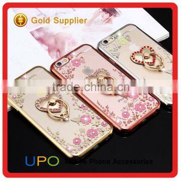 [UPO] New Design 2 in 1 Clear Electroplated TPU Shockproof Diamond Ring Holder Phone Case for IPhone 6s photo-6