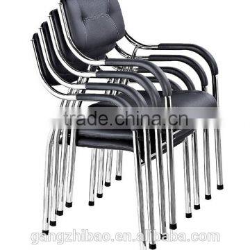 Nylon arm leather chromed India stackable office visitor chair AH-45