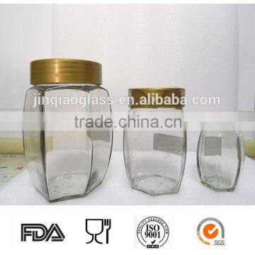 Glass honey jar with plastic lid/Three different size