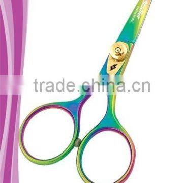 Orlov Hair Styling Scissor Size 5 Inch Removable Finger Rest Adjustable Tension Dial Pvd Rainbow Titanium Coated Finish