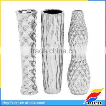 Silver Plated Subtle Curves And Fluted Contours Ceramic Vase