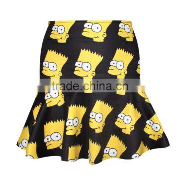 OEM 2015 Women Skirt 3D Cartoon Printing Puff Skirt N15-3