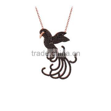 Rose Gold Plated 925K Sterling Silver Charm Pendant Necklace Fashion Designer Necklace Bird Necklace