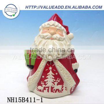 Best selling santa claus ceramics cookie jar online factory supply