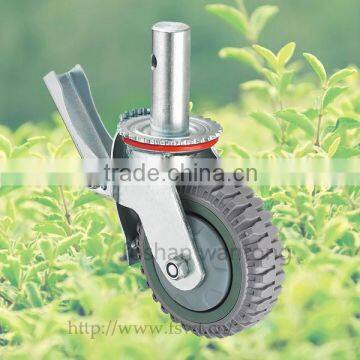 Grey PU 200mm Scaffolding Caster Wheel With Brake