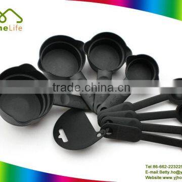 8pcs black plastic powder coffee measure tools measuring cups and spoons set