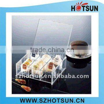 Clear acrylic display box with hinging lid