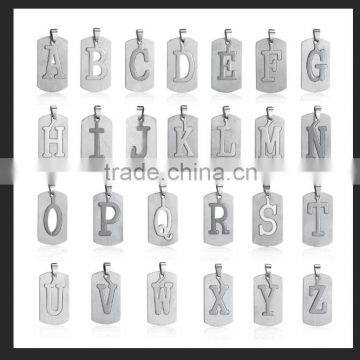 2016 Fashion square nameplate pendant necklace inlaid removed letters in 316L stainless steel