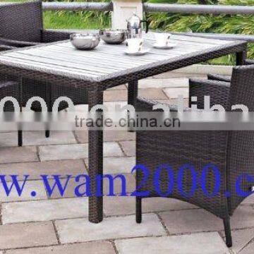 Alu. PE Wicker Dining table and chairs