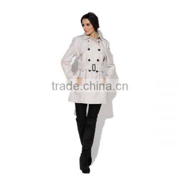 PRETTY STEPS 2015 Elegant Utterly Classic Flattering Waist Tie Double-breasted Front Women's Winter Trench Coat