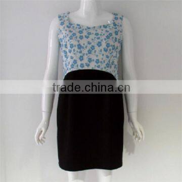 Pretty steps 2015 summer fashion high end ladies light blue morning glory print False two-piece dress