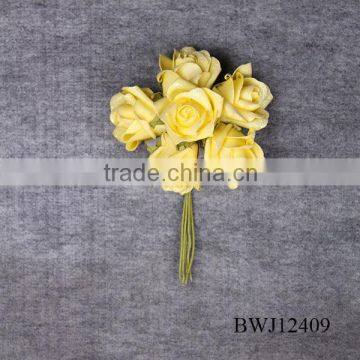 ARTIFICIAL FOAM yellow WEDDING Rose FLOWER