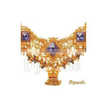 22K Kundan Diamond Necklaces, Gold Kundan Kewellery, Traditional Kundan Necklaces