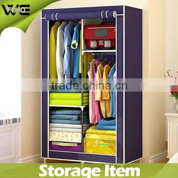 DIY Folding Triple Powder-Coating Tubes Fabric Wardrobe,home dampproof dustproof assemble fabric wardrobe