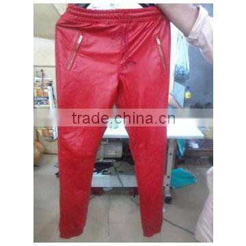 fashion Genuine Leather Sweatpants / Wholesale Leather Sweatpants Playsuit