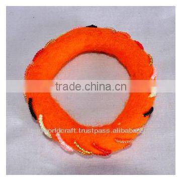 Bracelets Bangles Made of Felt Woold With Beads photo-2