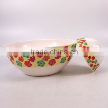 Colorful Flower Euro Food Stardard Set Of 2Pcs Plastic Salad Bowl Set