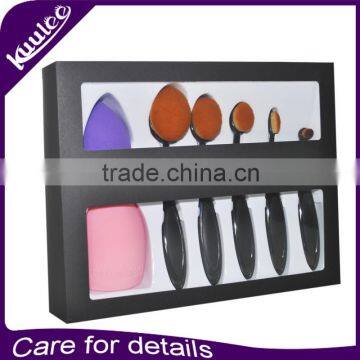 7 pcs professional oval foundation makekup brush Set with Silicone cleaner