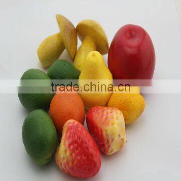 Artificial decorative faux fake fruits and vegetables of apple, mushroom, strawberry