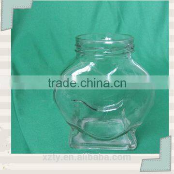 725ml glass heart shap bottle with rectangular bottom for candy