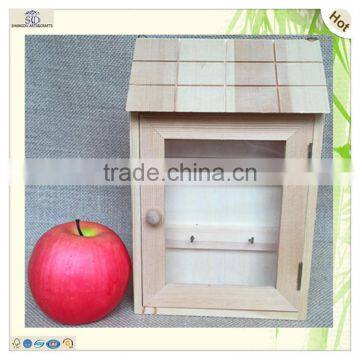 house shaped clear window wood key storage box