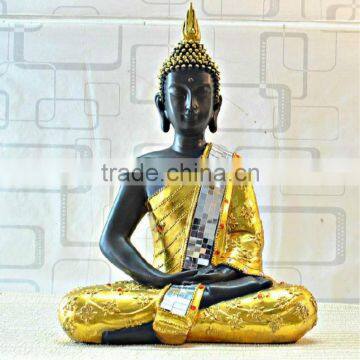 Polystone vintage meditating buddha statue