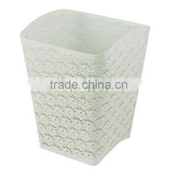 White Arc-shape Metal Punched Spray Open Top Trash Can