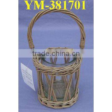 Decorative Wicker Candle Holder With Handle