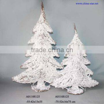 White rattan christmas tree