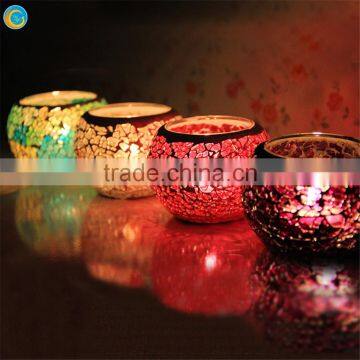 Wedding Decoration Glass Mosaic Candle Jar Glass Candle Lantern photo-3